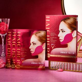 Mặt Nạ Nâng Cơ V-Line HAICUIER Hộp 3 Miếng x 10g – Collagen Hoa Hồng, Căng Da, Săn Chắc Khuôn Mặt
