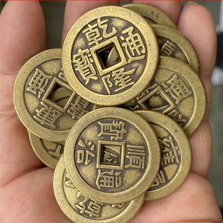 Đồng xu tiền xu size trung loại to dày phong thủy