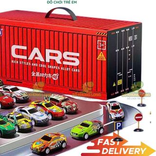 HỘP 48 XE Ô TÔ ĐỒ CHƠI HÌNH CONTAINER CHO BÉ