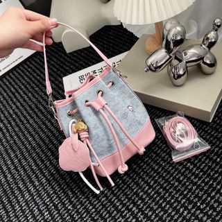 TÚI BUCKET NỮ TRẺ TRUNG, CÁ TÍNH DÁNG CHẬU DÂY RÚT, TẶNG KÈM MÓC CÚN W739 - WINNIE HOUSE