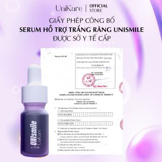 Serum Trắng Răng Unismile, Hỗ Trợ Cải Thiện Vết Ố Vàng Răng, Làm Sạch Mảng Bám Trên Răng Unikare 10ml