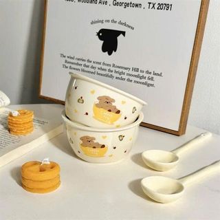 Set 4 Chi Tiết Bát Sứ Gấu Coffee (Thùng 40 Bộ)