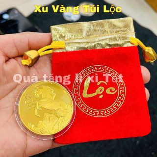 Combo 2 Xu Úc Hình Con Ngựa Vàng Bạc Kèm 2 Túi Gấm Chữ Phúc Hoặc Chữ Lộc