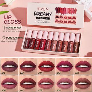 Bộ Son Bóng TVLV Dreamy Lip Gloss Set 10 Màu – Lì Mịn, Lâu Trôi, Chống Trôi Nước