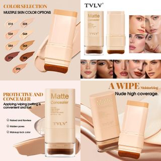 Kem Che Khuyết Điểm TVLV Matte Concealer Stick – Kèm Cọ Tán, Đa Tông Màu, Che Nếp Nhăn & Lỗ Chân Lông, Lâu Trôi