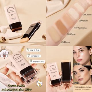 Kem Nền Dạng Thỏi TVLV Foundation Cream Che Khuyết Điểm Lâu Trôi, Kèm Cọ Tán Đa Năng, Tạo Lớp Nền Mỏng Mịn Tự Nhiên (20g)