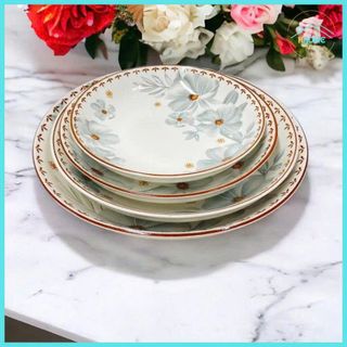ĐĨA SỨ ẢO HOA DỪA NÂU SIZE 6 (15CM)