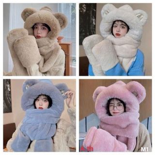 Mũ lông xỏ tay giữ ấm mùa đông