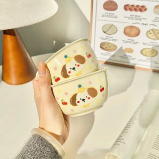Set 4 Chi Tiết Bát Sứ Cún Cherry (Thùng 40 Bộ)
