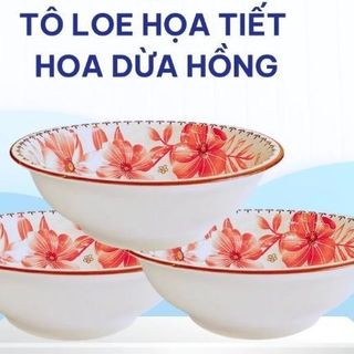 TÔ SỨ LOE HOA DỪA HỒNG SIZE 7 (18CM)