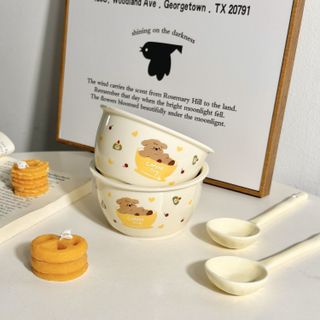 Set 4 Chi Tiết Bát Sứ Gấu Coffee (Thùng 40 Bộ)