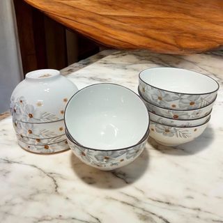 SET 10 CHÉN SỨ HOA DỪA NÂU CHÉN CƠM