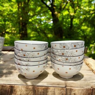 SET 10 CHÉN SỨ HOA DỪA NÂU CHÉN CƠM