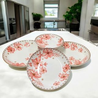 ĐĨA SỨ ẢO HOA DỪA HỒNG SIZE 9 (22CM)