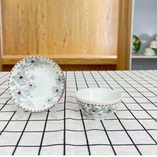 SET 10 ĐĨA SỨ HOA DỪA NÂU ĐĨA MẮM