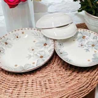 SET 10 ĐĨA SỨ HOA DỪA NÂU ĐĨA MẮM