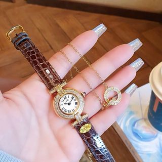 SET ĐỒNG HỒ NỮ SIÊU CẤP CATIOR DÂY DA MÁY THUỴ SĨ MINI TẶNG KÈM DÂY CHUYỀN
