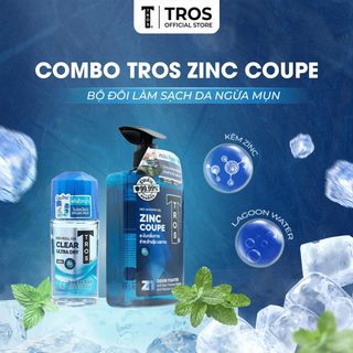 Combo Siêu Rẻ - Sữa tắm nam TROS Zinc Coupe & Lăn khử mùi Clear Ultra – Làm Sạch Sâu, Ngừa Mụn & Khô Thoáng Ngăn Mùi Suốt Ngày
