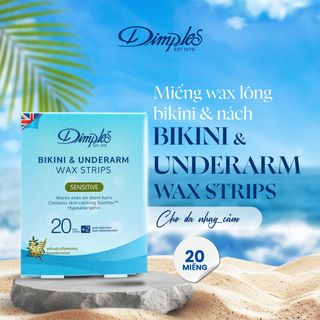Miếng wax lông bikini và nách Dimples dành cho da nhạy cảm hộp 20 miếng không gây kích ứng