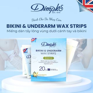 Miếng wax lông bikini và nách Dimples dành cho da nhạy cảm hộp 20 miếng không gây kích ứng
