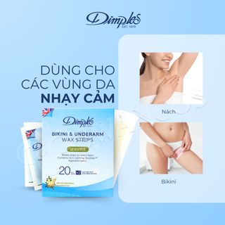 Miếng wax lông bikini và nách Dimples dành cho da nhạy cảm hộp 20 miếng không gây kích ứng