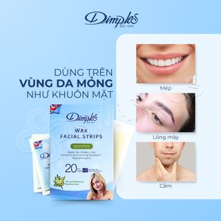 Miếng wax lông mặt Dimples cho da nhạy cảm hộp 20 miếng loại bỏ lông mép cằm má không gây kích ứng