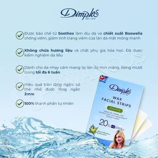 Miếng wax lông mặt Dimples cho da nhạy cảm hộp 20 miếng loại bỏ lông mép cằm má không gây kích ứng