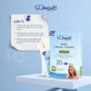 Miếng wax lông mặt Dimples cho da nhạy cảm hộp 20 miếng loại bỏ lông mép cằm má không gây kích ứng