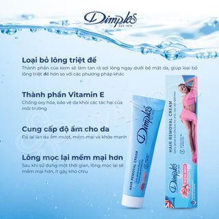 Kem tẩy lông Dimples hương hoa hồng 100ml dùng cho chân tay nách vùng kín bikini không đau an toàn cho da nhạy cảm
