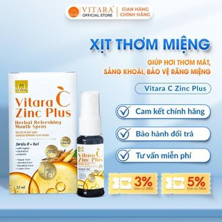 Xịt thơm miệng Vitara C Zinc Plus giúp hơi thơm mát, sảng khoái, bảo vệ răng miệng 12ml