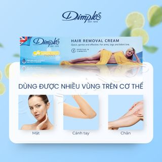 Kem tẩy lông Dimples hương chanh dùng cho chân tay nách vùng kín bikini không đau an toàn cho da nhạy cảm 100ml