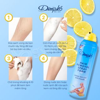 Bọt tẩy lông Dimples hương chanh dạng bọt dùng cho chân tay nách không gây kích ứng