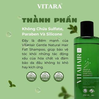 Dầu gội thiên nhiên VitaHair Gentle Natural Hair Fall Shampoo giảm rụng tóc phục hồi tóc hư tổn, giúp tóc mềm mượt 250ml