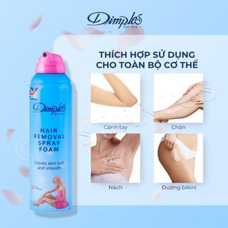 Bọt tẩy lông Dimples hương hoa hồng dạng bọt dùng cho chân tay nách không gây kích ứng