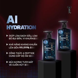 Sữa Tắm Nam TROS AI Hydration Nuôi Dưỡng Da Mềm Mịn Thành Phần Peptide Dưỡng Ẩm Chuyên Sâu Shower Gel 450ml