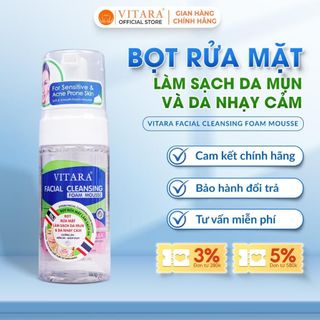 Bọt rửa mặt Vitara Facial Cleansing Foam Mousse ngăn ngừa mụn, loại bỏ bụi bẩn, dầu thừa 100ml