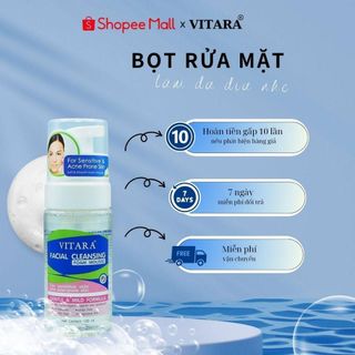Bọt rửa mặt Vitara Facial Cleansing Foam Mousse ngăn ngừa mụn, loại bỏ bụi bẩn, dầu thừa 100ml