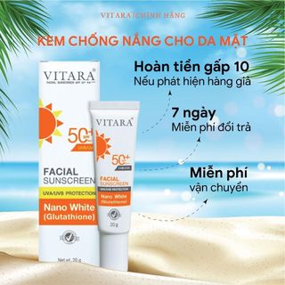 Kem chống nắng Vitara Facial Sunscreen SPF50 PA++ chống nước, làm trắng da, ngăn ngừa cho nám, tàn nhang 20g