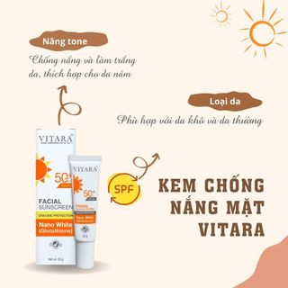 Kem chống nắng Vitara Facial Sunscreen SPF50 PA++ chống nước, làm trắng da, ngăn ngừa cho nám, tàn nhang 20g
