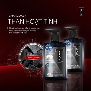 Sữa Tắm Nam Hương Nước Hoa TROS ZinC Fuel Shower Cream Làm Sạch Sâu Lỗ Chân Lông, Kháng Khuẩn, Ngăn Ngừa Mụn Cơ Thể 450ml
