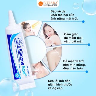 Kem mờ sẹo Vitara Ultra Silicone mờ sẹo lồi, sẹo phẩu thuật, sẹo lõm 9g