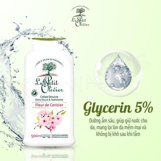 Sữa tắm dưỡng ẩm hương Hoa Anh Đào Le Petit Olivier Pháp 500ml - hương hoa dịu nhẹ, thơm lâu