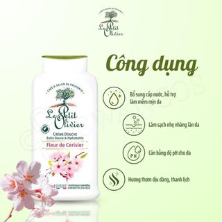 Sữa tắm dưỡng ẩm hương Hoa Anh Đào Le Petit Olivier Pháp 500ml - hương hoa dịu nhẹ, thơm lâu