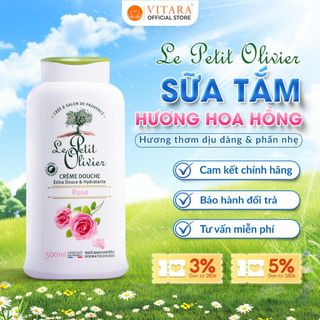 Sữa tắm dưỡng ẩm Cỏ Roi Ngựa & Chanh Le Petit Olivier Pháp 500ml - Sảng khoái, giảm stress, thơm lâu