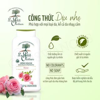 Sữa tắm dưỡng ẩm Cỏ Roi Ngựa & Chanh Le Petit Olivier Pháp 500ml - Sảng khoái, giảm stress, thơm lâu