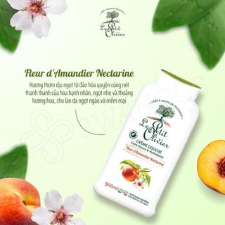 Sữa tắm Hạnh Nhân & Đào Le Petit Olivier Pháp 500ml - 100% Tự Nhiên, Dưỡng ẩm, làm dịu da nhạy cảm, thơm lâu