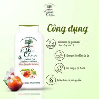 Sữa tắm Hạnh Nhân & Đào Le Petit Olivier Pháp 500ml - 100% Tự Nhiên, Dưỡng ẩm, làm dịu da nhạy cảm, thơm lâu