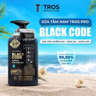 Sữa tắm Nam Hương Nước Hoa TROS BLACK CODE Shower Gel dưỡng ẩm, sáng da ngăn mùi diệt khuẩn, sạch sâu 450ml