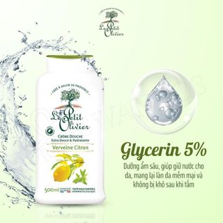 Sữa tắm Dưỡng ẩm Hương Chanh & Cỏ Roi NgựaLe Petit Olivier Pháp 500ml Thiên Nhiên, giảm stress, thơm lâu
