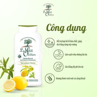 Sữa tắm Dưỡng ẩm Hương Chanh & Cỏ Roi NgựaLe Petit Olivier Pháp 500ml Thiên Nhiên, giảm stress, thơm lâu